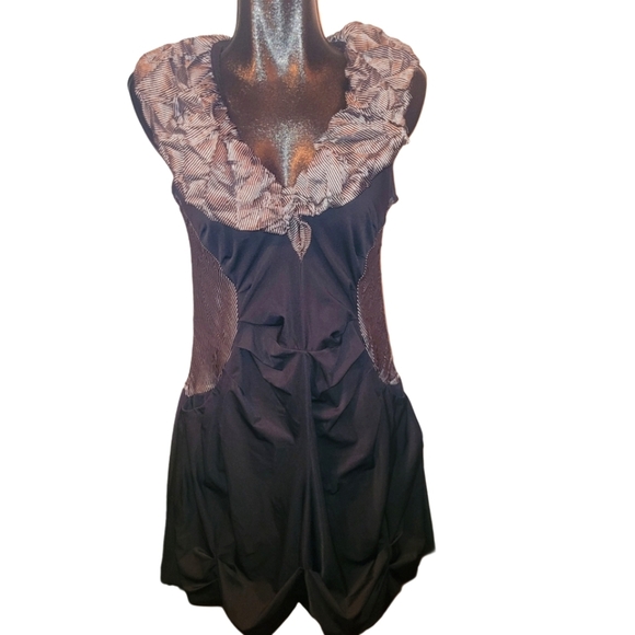 Joseph Ribkoff black sleeveless ruffled neckline dress Sz.12 - Picture 2 of 7